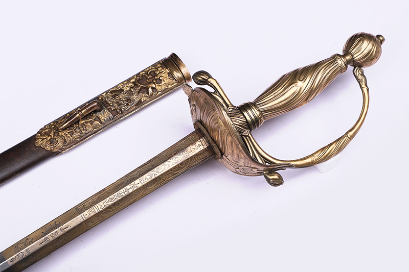 鎏金大马士革击剑-美国独立战争时期军官的